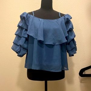 Size Small flowy shirt. Dusty Navy Blue.